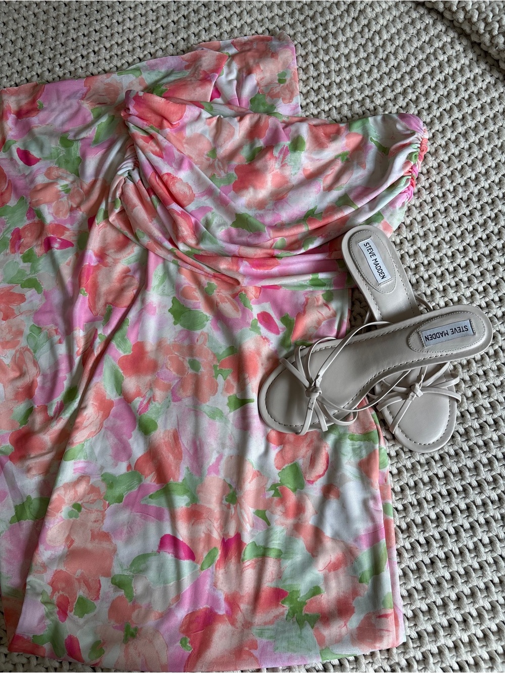 AFRM Mesh Off The Shoulder Bouquet Dress